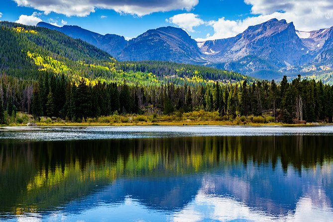 Lake with mountains in the background